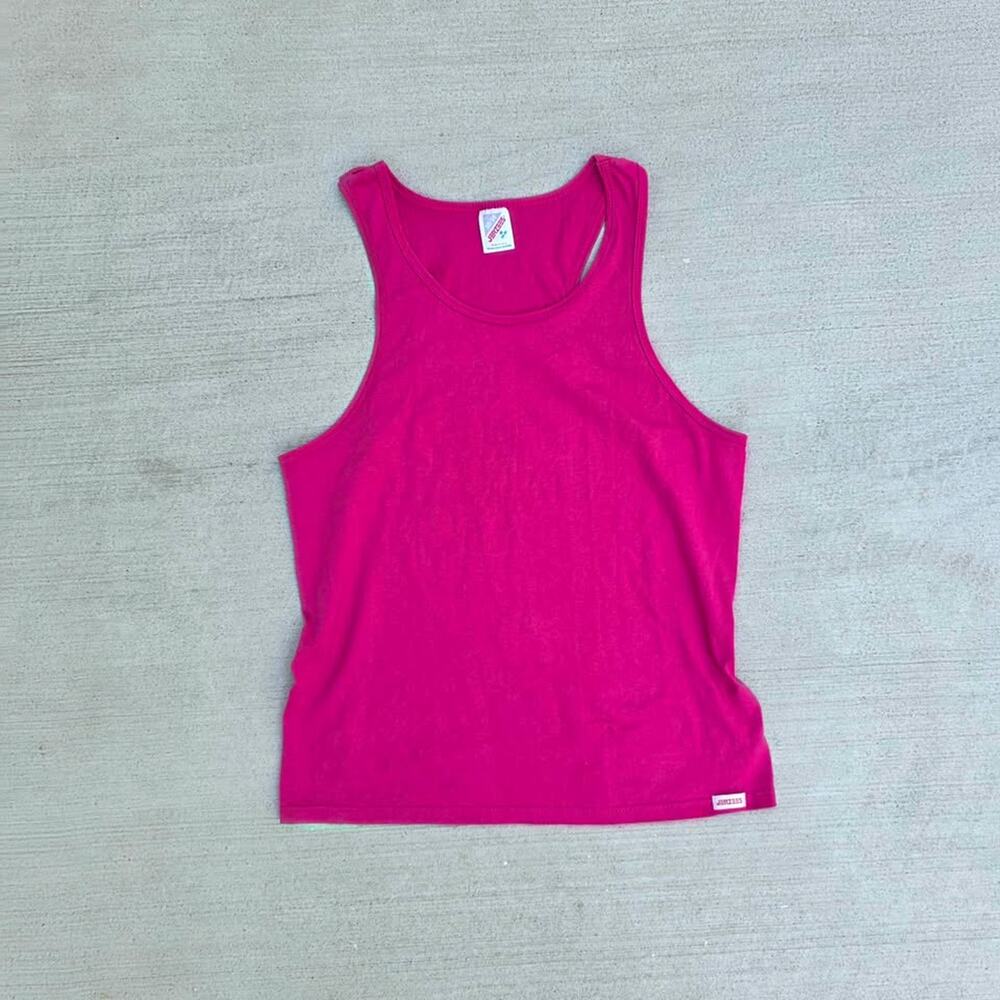 Vintage 90s Hot Pink Tank Top USA Made Size Medium Blank